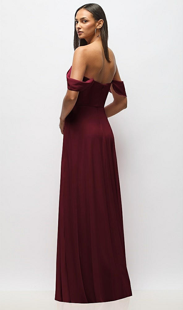 Back View - Cabernet Chiffon Corset Maxi Dress with Removable Off-the-Shoulder Swags