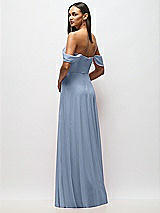 Rear View Thumbnail - Cloudy Chiffon Corset Maxi Dress with Removable Off-the-Shoulder Swags