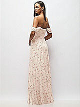 Rear View Thumbnail - Coquette Floral Print Chiffon Corset Maxi Dress with Removable Off-the-Shoulder Swags