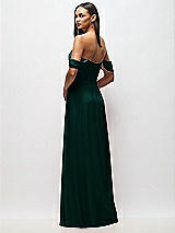 Rear View Thumbnail - Evergreen Chiffon Corset Maxi Dress with Removable Off-the-Shoulder Swags