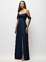 Front View Thumbnail - Midnight Navy Chiffon Corset Maxi Dress with Removable Off-the-Shoulder Swags