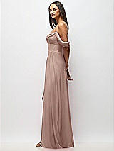 Side View Thumbnail - Neu Nude Chiffon Corset Maxi Dress with Removable Off-the-Shoulder Swags