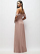 Rear View Thumbnail - Neu Nude Chiffon Corset Maxi Dress with Removable Off-the-Shoulder Swags