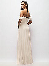 Rear View Thumbnail - Oat Chiffon Corset Maxi Dress with Removable Off-the-Shoulder Swags