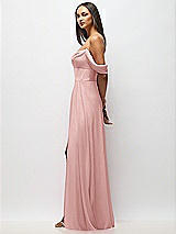 Side View Thumbnail - Rose Chiffon Corset Maxi Dress with Removable Off-the-Shoulder Swags