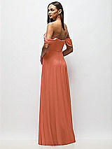 Rear View Thumbnail - Terracotta Copper Chiffon Corset Maxi Dress with Removable Off-the-Shoulder Swags