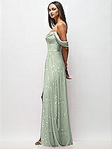 Side View Thumbnail - Vintage Primrose Sage Chiffon Corset Maxi Dress with Removable Off-the-Shoulder Swags