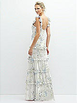 Rear View Thumbnail - Bleu Garden Tiered Chiffon Maxi A-line Dress with Convertible Ruffle Straps