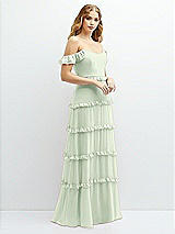 Alt View 2 Thumbnail - Mint Green Tiered Chiffon Maxi A-line Dress with Convertible Ruffle Straps