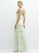 Rear View Thumbnail - Mint Green Tiered Chiffon Maxi A-line Dress with Convertible Ruffle Straps