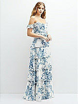 Alt View 2 Thumbnail - Cottage Rose Dusk Blue Tiered Chiffon Maxi A-line Dress with Convertible Ruffle Straps