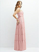 Side View Thumbnail - Rose Modern Regency Chiffon Tiered Maxi Dress with Tie-Back