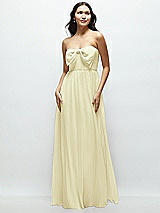 Front View Thumbnail - Butter Yellow Strapless Chiffon Maxi Dress with Oversized Bow Bodice