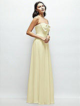 Side View Thumbnail - Butter Yellow Strapless Chiffon Maxi Dress with Oversized Bow Bodice