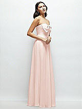 Side View Thumbnail - Blush Strapless Chiffon Maxi Dress with Oversized Bow Bodice