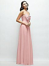 Side View Thumbnail - Rose Strapless Chiffon Maxi Dress with Oversized Bow Bodice