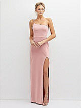 Front View Thumbnail - Rose Sleek One-Shoulder Crepe Column Dress with Cut-Away Slit