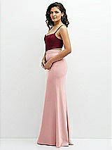 Side View Thumbnail - Burgundy Crepe Mix-and-Match Midriff Corset Top 