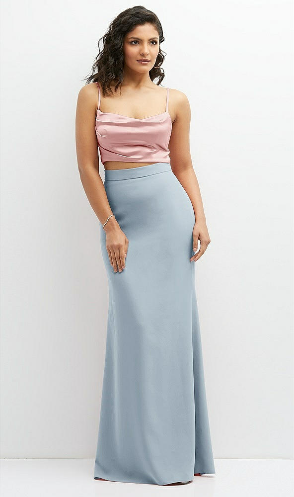 Front View - Mist Crepe Mix-and-Match High Waist Fit and Flare Skirt