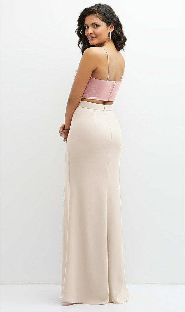 Back View - Oat Crepe Mix-and-Match High Waist Fit and Flare Skirt