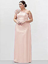Alt View 1 Thumbnail - Blush Oversized Flower One-Shoulder Satin Column Dress