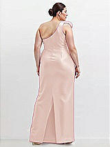 Alt View 2 Thumbnail - Blush Oversized Flower One-Shoulder Satin Column Dress