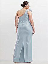 Alt View 2 Thumbnail - Mist Oversized Flower One-Shoulder Satin Column Dress