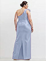 Alt View 2 Thumbnail - Sky Blue Oversized Flower One-Shoulder Satin Column Dress