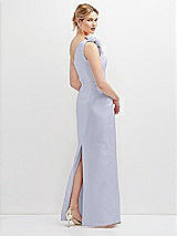Rear View Thumbnail - Silver Dove Oversized Flower One-Shoulder Satin Column Dress