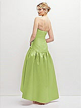 Rear View Thumbnail - Mojito Strapless Fitted Satin High Low Dress with Shirred Ballgown Skirt