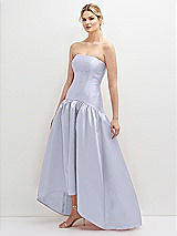Side View Thumbnail - Silver Dove Strapless Fitted Satin High Low Dress with Shirred Ballgown Skirt