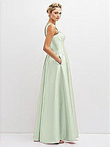 Side View Thumbnail - Mint Green Lace-Up Back Bustier Satin Dress with Full Skirt and Pockets