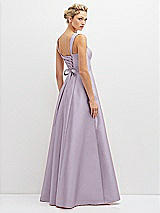 Rear View Thumbnail - Lilac Haze Lace-Up Back Bustier Satin Dress with Full Skirt and Pockets
