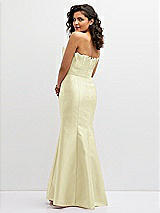 Rear View Thumbnail - Butter Yellow Strapless Satin Fit and Flare Dress with Crumb-Catcher Bodice