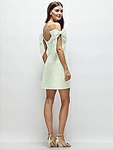 Rear View Thumbnail - Mint Green Satin Off-the-Shoulder Bow Corset Fit and Flare Mini Dress