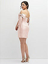 Alt View 4 Thumbnail - Blush Satin Off-the-Shoulder Bow Corset Fit and Flare Mini Dress