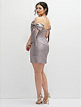 Alt View 4 Thumbnail - Cashmere Gray Satin Off-the-Shoulder Bow Corset Fit and Flare Mini Dress