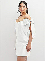 Alt View 1 Thumbnail - White Satin Off-the-Shoulder Bow Corset Fit and Flare Mini Dress