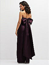 Rear View Thumbnail - Deep Plum Strapless Draped Bodice Column Dress with Oversized Bow
