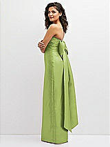 Side View Thumbnail - Mojito Strapless Draped Bodice Column Dress with Oversized Bow