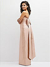 Side View Thumbnail - Cameo Strapless Draped Bodice Column Dress with Oversized Bow