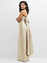 Side View Thumbnail - Champagne Strapless Draped Bodice Column Dress with Oversized Bow