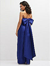 Rear View Thumbnail - Cobalt Blue Strapless Draped Bodice Column Dress with Oversized Bow