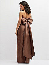 Rear View Thumbnail - Cognac Strapless Draped Bodice Column Dress with Oversized Bow