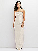 Front View Thumbnail - Ivory Strapless Draped Bodice Column Dress with Oversized Bow