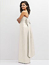 Side View Thumbnail - Ivory Strapless Draped Bodice Column Dress with Oversized Bow
