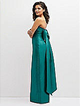 Side View Thumbnail - Jade Strapless Draped Bodice Column Dress with Oversized Bow