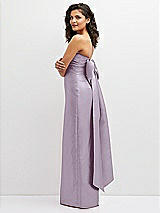 Side View Thumbnail - Lilac Haze Strapless Draped Bodice Column Dress with Oversized Bow