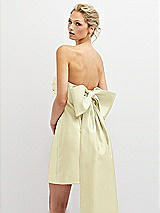 Alt View 1 Thumbnail - Butter Yellow Strapless Satin Column Mini Dress with Oversized Bow