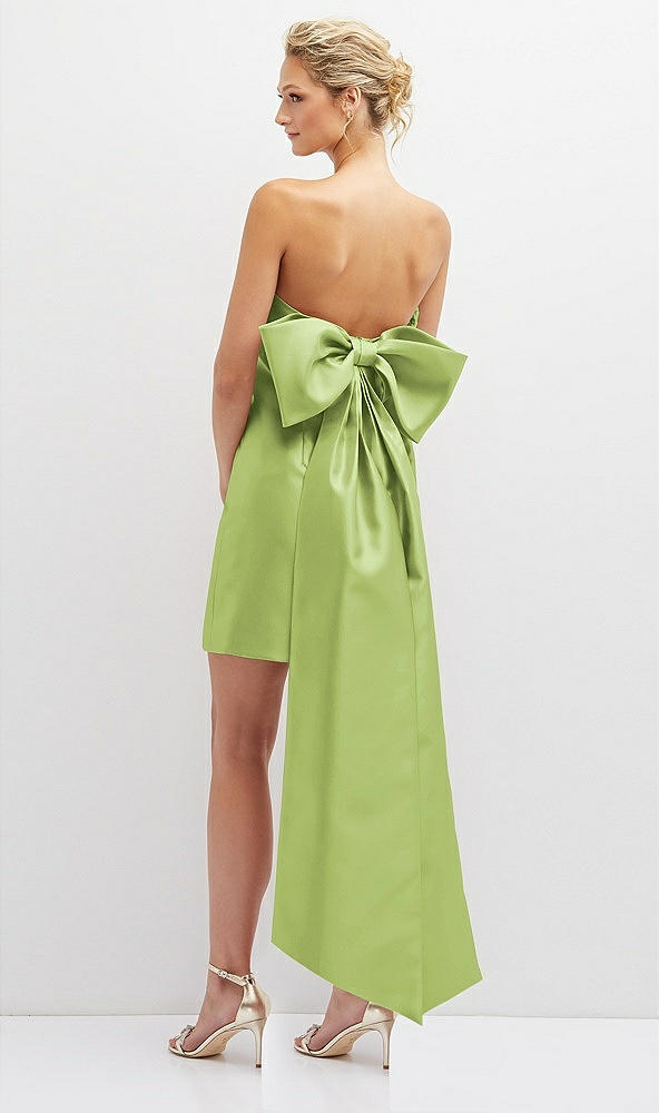 Back View - Mojito Strapless Satin Column Mini Dress with Oversized Bow
